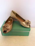 Brand New Clarks Champagne Gold Leather Peeptoe Flat Shoes Size. 5/38 - Whispers Dress Agency - Sold - 5