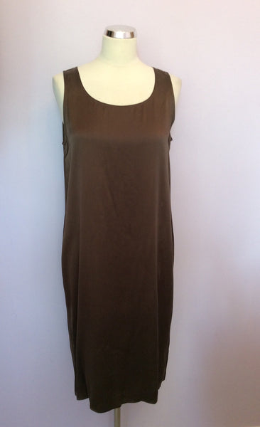Vintage Brown Silk Shift Sleeveless Dress Size 12 - Whispers Dress Agency - Sold - 1