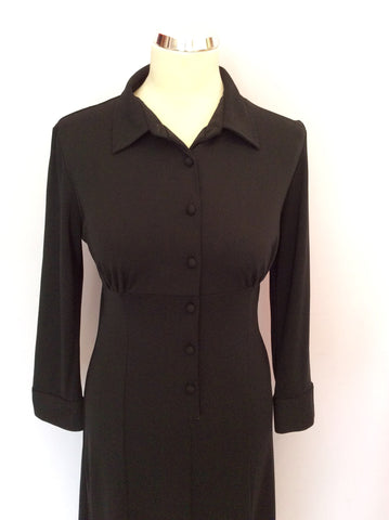 HOBBS BLACK COLLARED 3/4 SLEEVE DRESS SIZE 10 - Whispers Dress Agency - Womens Dresses - 2