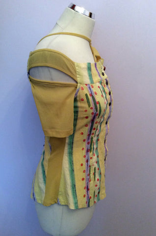 SAVE THE QUEEN YELLOW PRINT STRAPPY TOP SIZE M - Whispers Dress Agency - Sold - 2