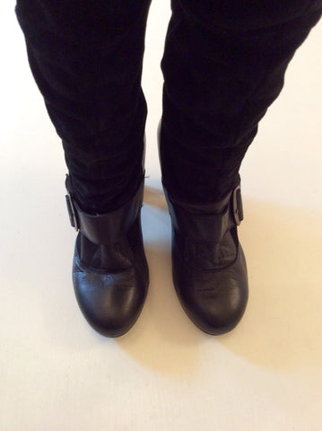 FAITH BLACK SUEDE & LEATHER KNEE LENGTH BOOTS SIZE 6/39 - Whispers Dress Agency - Womens Boots - 3