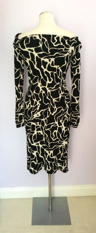 Isabel De Pedro Black & Ivory Print Long Sleeve Dress Size 12 - Whispers Dress Agency - Sold - 4