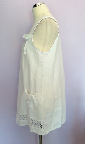 MADE IN ITALY WHITE LINEN TUNIC TOP SIZE XXXL - Whispers Dress Agency - Womens Tops - 2