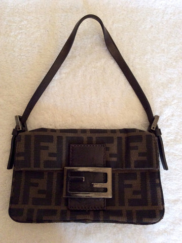 Fendi Small Brown Canvas & Leather Bag - Whispers Dress Agency - Sold - 1