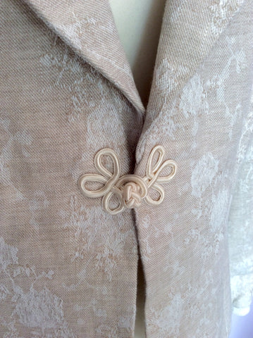 Smart Per Una Beige Embossed Floral Print Linen Jacket Size 14 - Whispers Dress Agency - Womens Coats & Jackets - 2