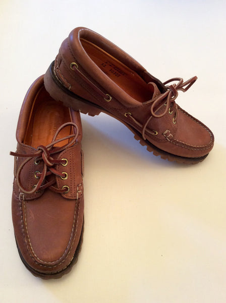 Timberland Hampton N.H Tan Leather Boat Shoes Size 6.5/39.5 - Whispers Dress Agency - Sold - 1