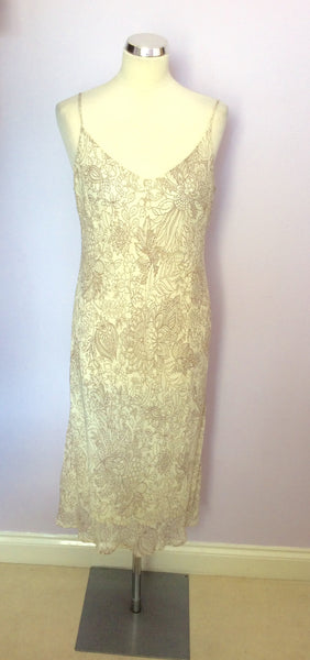 Coast Cream & Brown Floral Print Strappy Dress Size 16 - Whispers Dress Agency - Womens Dresses - 1