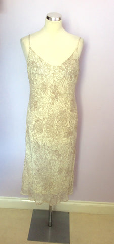 Coast Cream & Brown Floral Print Strappy Dress Size 16 - Whispers Dress Agency - Womens Dresses - 1