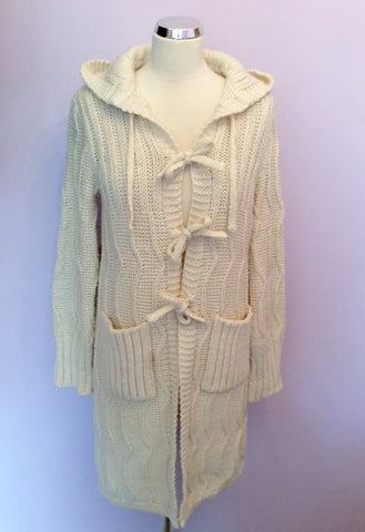 Benetton Cream Hooded Long Cardigan Size S - Whispers Dress Agency - Sold - 1