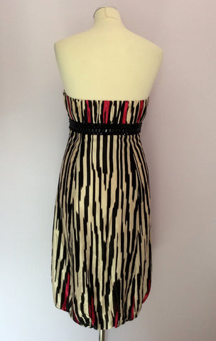 MONSOON BLACK,WHITE & PINK STRAPLESS DRESS SIZE 10 - Whispers Dress Agency - Womens Dresses - 3