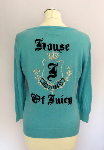 Juicy Couture Turquoise Blue Silk & Cotton Embroidered Cardigan Size L - Whispers Dress Agency - Womens Knitwear - 3