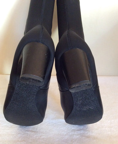 Smart Black Leather & Stretch Fabric Boots Size 5.5/38.5 - Whispers Dress Agency - Sold - 5