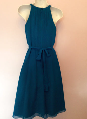 Ted Baker Turquoise Blue Silk Dress Size 1 UK 8 - Whispers Dress Agency - Sold - 3