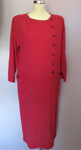 Vintage Jaeger Fuchsia Pink Wool Dress Size 14 - Whispers Dress Agency - Sold - 1