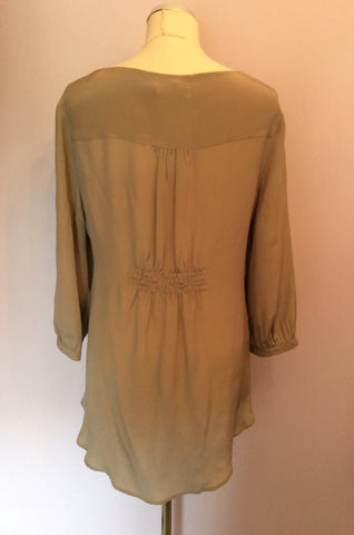 Mint Velvet Beige Silk Bow Trim Top Size 16 - Whispers Dress Agency - Sold - 3