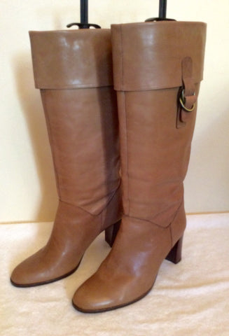 Moda In Pelle Camel Leather Knee Length Boots Size 5/38 - Whispers Dress Agency - Womens Boots - 2