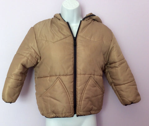 DKNY Light Gold Padded Hooded Jacket Age 8 - Whispers Dress Agency - Girls Coats & Jackets - 1