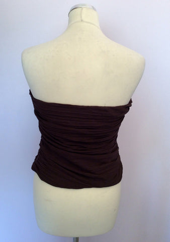 COAST BROWN PLEATED BUSTIER SILK TOP SIZE 14 - Whispers Dress Agency - Womens Tops - 3