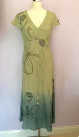 Monsoon Light Green & Duck Egg Linen & Cotton Dress Size 10 - Whispers Dress Agency - Womens Dresses - 1
