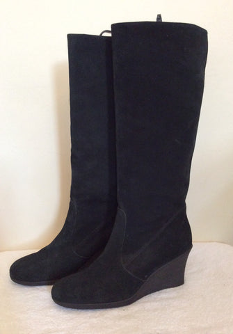 Brand New Marks & Spencer Black Suede Wedge Heel Boots Size 8/42 - Whispers Dress Agency - Sold - 3