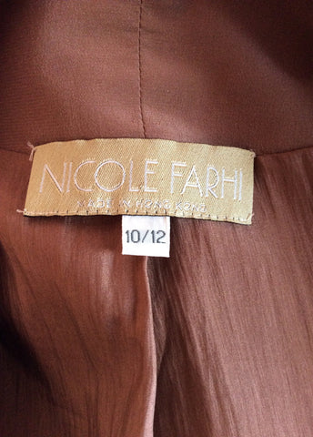 VINTAGE NICOLE FARHI BROWN SILK JACKET SIZE 10/12 - Whispers Dress Agency - Womens Vintage - 3