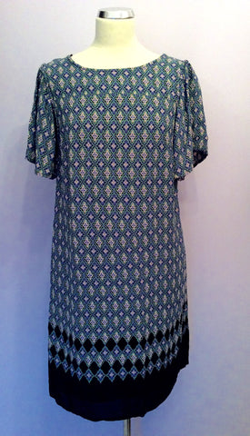 Monsoon Blue / Green Print Shift Dress Size 12 - Whispers Dress Agency - Sold - 1