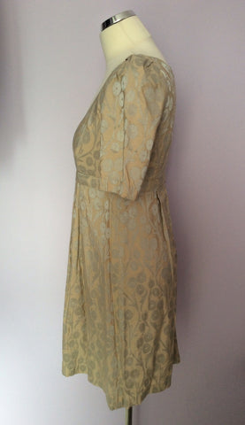 French Connection Beige & Silver Print Dress Size 10 - Whispers Dress Agency - Womens Dresses - 2