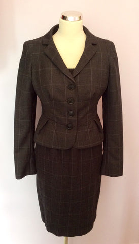 LK Bennett Charcoal Grey Check Wool Dress Suit Size 8/10 - Whispers Dress Agency - Sold - 1
