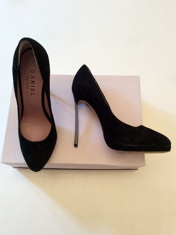 DANIEL BLACK SUEDE HIGH METAL STILETTO HEELS SIZE 5/38 - Whispers Dress Agency - Womens Heels - 1