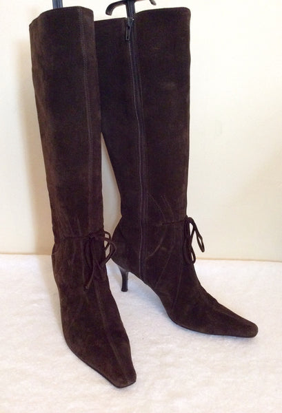 Roberto Vianni Dark Brown Suede Boots Size 5/38 - Whispers Dress Agency - Womens Boots - 1