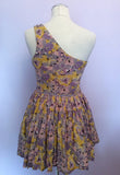 PEPE JEANS LONDON LILACS,PINKS & YELLOW FLORAL PRINT ONE SHOULDER DRESS SIZE M UK 10 - Whispers Dress Agency - Womens Dresses - 3