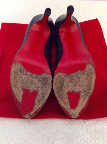 Christian Louboutin Black Leather Peeptoe Heels Size 7/40 - Whispers Dress Agency - Sold - 8