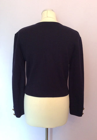 Vintage Jaeger Dark Blue Wool Knit Jacket / Cardigan & Skirt Size S - Whispers Dress Agency - Sold - 4