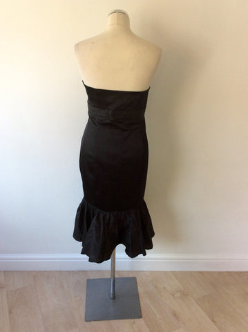 COAST BLACK MATT SATIN STRAPLESS COCKTAIL/OCCASION WEAR SIZE 14 - Whispers Dress Agency - Sold - 4