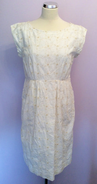 Brand New White Stuff Mademoiselle White Embroidered Cotton Dress Size 12 - Whispers Dress Agency - Womens Dresses - 1