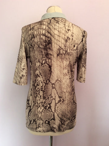 MARCCAIN BROWN SNAKESKIN POLO SHIRT SIZE N4 UK 14 - Whispers Dress Agency - Womens Tops - 2