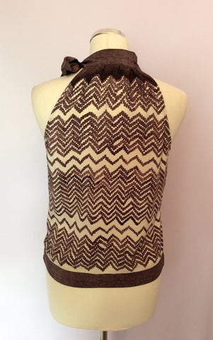 Ted Baker Cream & Brown Print Silk Top & Skirt Size 3 UK 12 - Whispers Dress Agency - Sold - 3