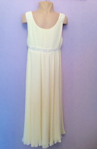 Monsoon Ivory Pleated Party Dress Age 12-13 Years - Whispers Dress Agency - Sold - 1