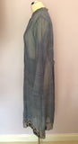 NITYA Blue & Grey Embroidered Trim Duster Coat Size 12 - Whispers Dress Agency - Womens Suits & Tailoring - 2
