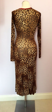 Brand New Isabel De Pedro Leopard Print Stretch Long Sleeve Dress Size 12 - Whispers Dress Agency - Sold - 3