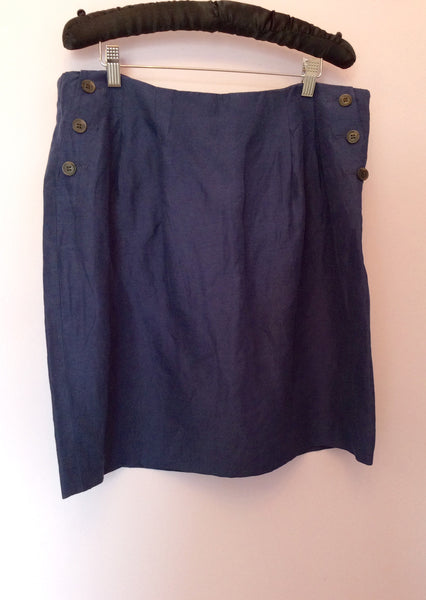 Jaeger Blue Silk & Linen Skirt Size 16 - Whispers Dress Agency - Sold - 1