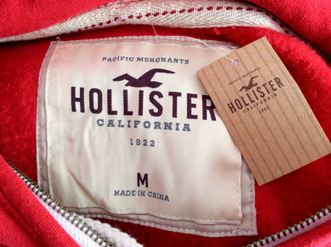 BRAND NEW HOLLISTER RED HOODED SWEATSHIRT TOP SIZE M - Whispers Dress Agency - Sold - 3