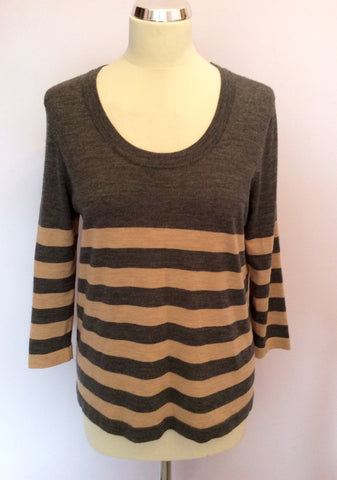 Jaeger Grey & Fawn Stripe Jumper Size 14 - Whispers Dress Agency - Sold - 1