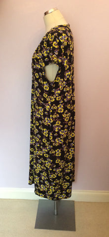 LONG TALL SALLY BLACK FLORAL PRINT STRETCH JERSEY DRESS SIZE 18 - Whispers Dress Agency - Sold - 3