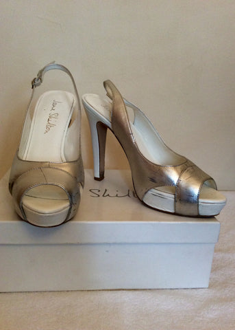 Jane Shilton Silver & White Leather Slingback Peeptoe Heels Size 7/40 - Whispers Dress Agency - Womens Heels - 1