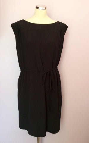 Reiss Black Rio Crepe Draped Shift Dress Size 12 - Whispers Dress Agency - Sold - 2