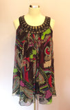 Lipsy Jewel Trim Scoop Neck Multi Coloured Silk Top Size 8 - Whispers Dress Agency - Womens Tops - 1