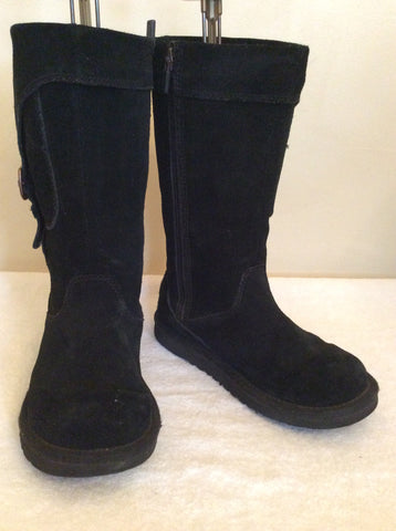 Ugg Black Sheepskin Buckle Trim Boots Size 1/32 - Whispers Dress Agency - Sold - 1