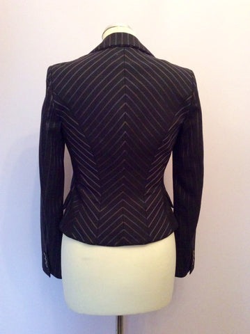 Karen Millen Black Pinstripe Wool Blend Jacket Size 8 - Whispers Dress Agency - Sold - 4