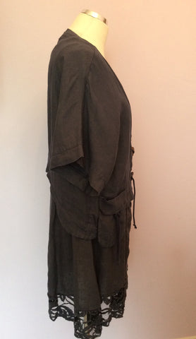 Montana / Made In Italy Dark Blue Lagenlook Linen Tunic Top & Jacket One Size - Whispers Dress Agency - Sold - 2